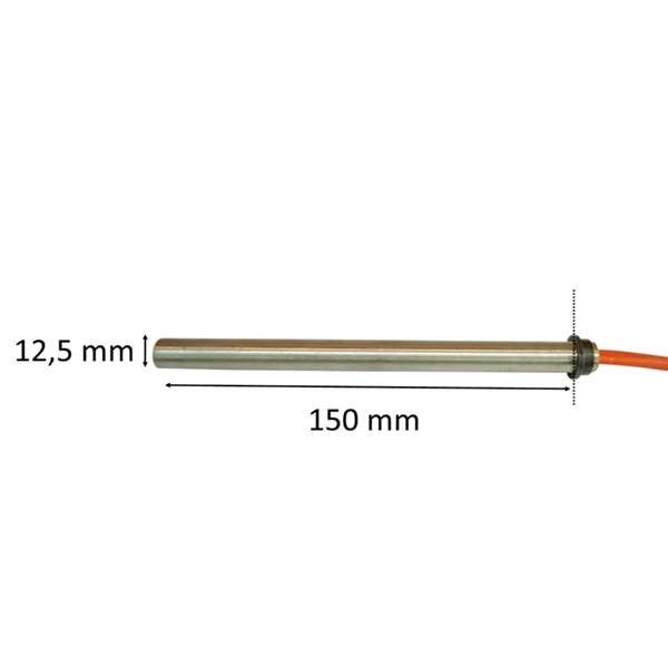 Gløderør / Eltænder med flange passer til Pilleovn: 12,5 mm x 150 mm 350 Watt